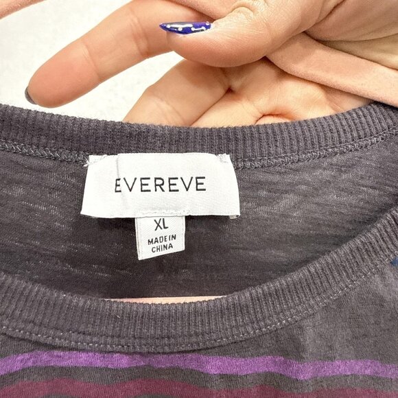 Evereve Tank Top Womens XL Gray Stripe Sleeveless Shirt 100% Cotton Casual - Picture 2 of 8